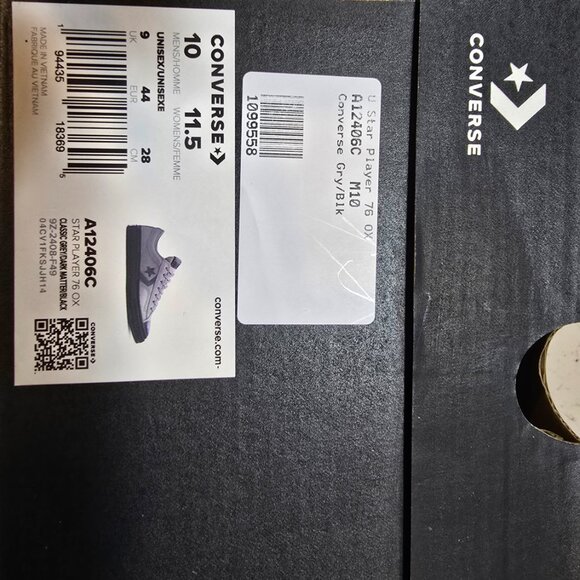 Converse Star Player 76 Ox Leather Gray Black Men's Shoes A12406C SIZE 10 NEW - Picture 9 of 15